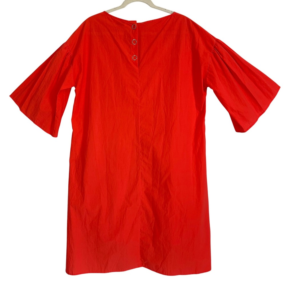 Ottod'Ame Italy Cotton Poplin Tunic Dress Fiamma Bell Sleeve L NWT Orange 10 - Picture 10 of 14